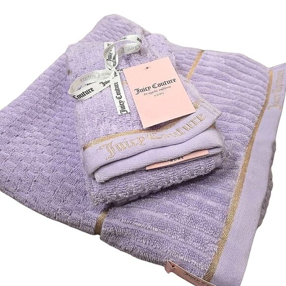 Juicy Couture Home Embroidered Signature Logo Towel Set- Lavender - Picture 3 of 7